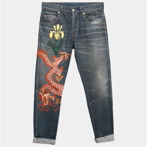 gucci dragon embroidered jeans|gucci jeans sale.